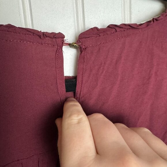 Knox Rose Burgundy Eyelet Lace Long Sleeve Top XL G3 - Picture 6 of 8